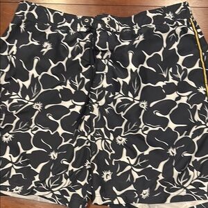 Floral Black and White Swim Shorts